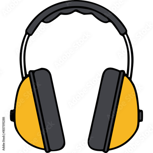 Modern Ear Protection Headphones With Black Headband And Yellow Earcups For Noise Reduction In A Minimalist Style