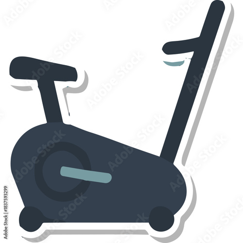 Modern Exercise Bicycle With Handlebars and Seat In Dark Gray And Teal Accents On A Transparent Background With White Outline Minimalist Graphic Design Fitness Equipment Concept