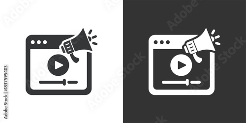Video Advertising icon. Solid glyph series icon