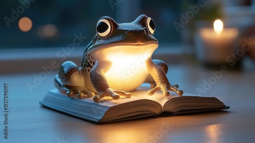 A small frog-shaped LED book light with flexible legs