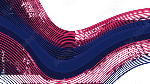 Abstract Wavy Lines of Pink and Blue Forms Against a Black Background Illustrating a Digital Art Concept