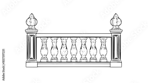 2D Concrete Balustrade Design Drawing
