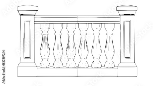 2D Concrete Balustrade Design Drawing
