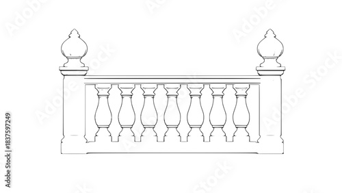 2D Concrete Balustrade Design Drawing
