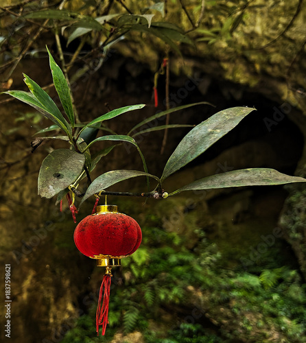 Traditional red Chinese lantern. Chinese New Year. Chinese holidays. Symbol of China.