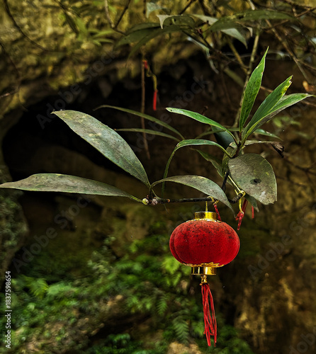 Traditional red Chinese lantern. Chinese New Year. Chinese holidays. Symbol of China.