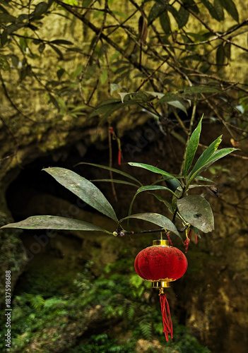 Traditional red Chinese lantern. Chinese New Year. Chinese holidays. Symbol of China.