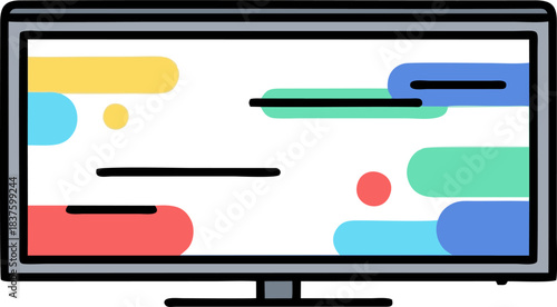 Modern flat screen television displaying abstract colorful shapes.