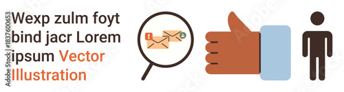 Digital marketing, communication, identity verification, business concepts, email security, user engagement. Image visualizes magnifying glass highlighting emails and symbols. Communication and email