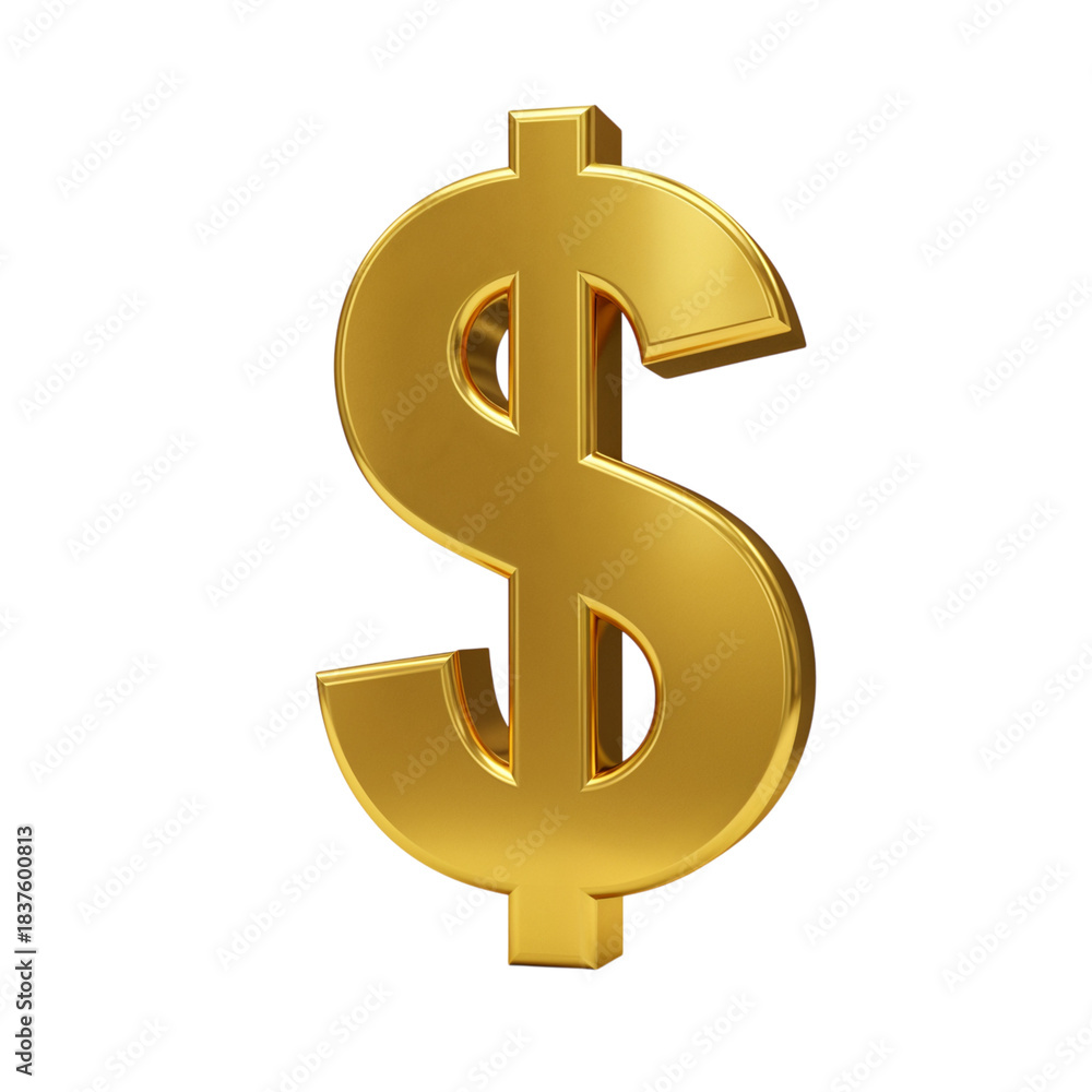 Obraz premium Shiny golden dollar sign symbol representing wealth finance and currency isolated on transparent background