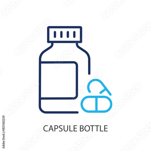 Capsule bottle thin line icons. Original vector illustration.
