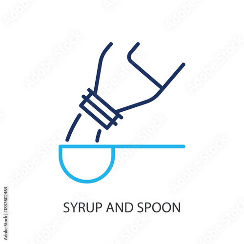 Syrup and spoon thin line icons. Original vector illustration.