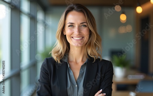 Smiling confident professional middle aged business woman corporate leader, happy mature female executive, lady manager standing in office looking at camera, portrait. High quality