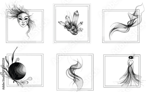 Extensive Oriental Vector Art Collection, Featuring Colorful Botanical Elements, Japanese Lanterns, Traditional Frames, Plum Blossom, Bamboo, Cloud Patterns, and Chinese New Year Icons