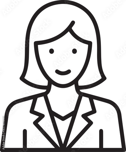 Professional female executive avatar icon symbolizing corporate leadership and modern business representation for web design