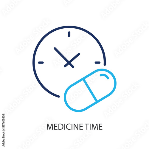 Medicine time thin line icons. Original vector illustration.