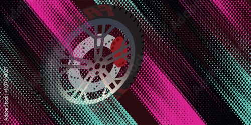 Car sticker wrap banner abstract sporty lines pink blue greenish grunge color combination brush storm thunder modern pattern racing motorsport.