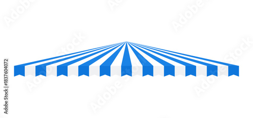 Perspective Blue White Canopy – Tent Awning Vector for Market or Carnival Design