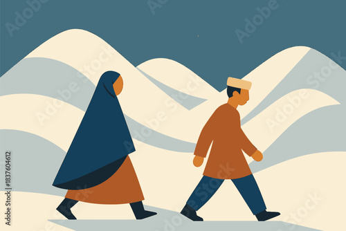 couple in winter afganistan