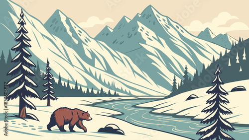 winter landscape with a deer