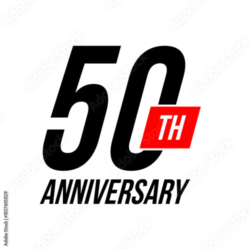 50th anniversary celebration label, fifty years jubilee congratulation card vector template, happy birthday sign, event invitation