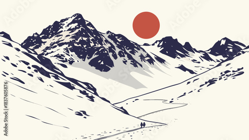 winter landscape with mountains