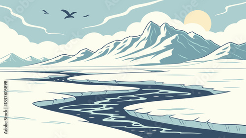 winter landscape with mountains