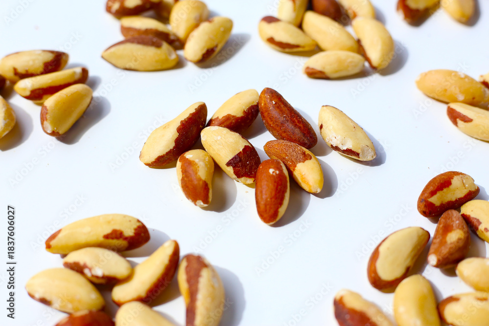 Fototapeta premium Brazil nuts contain beneficial nutrients and minerals