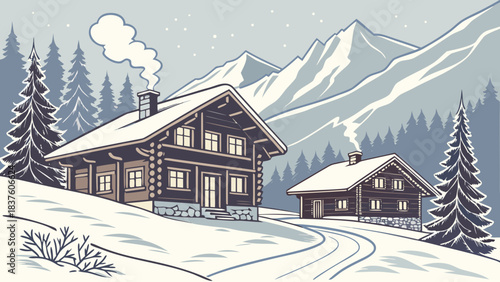 winter landscape with house