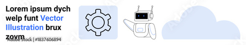 Gear, robot, and cloud signifying innovation, automation, and connectivity. Ideal for AI, cloud computing, technology, innovation automation software simple landing page