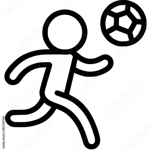 Soccer Player Icon: A dynamic vector illustration captures a soccer player in mid-action, skillfully maneuvering the soccer ball, embodying the essence of sport.