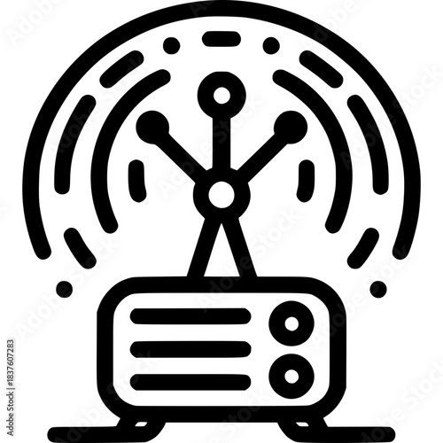 Vintage Radio Broadcasting Icon: Capturing the essence of yesteryears with this classic radio, symbolizing communication and the spread of information.