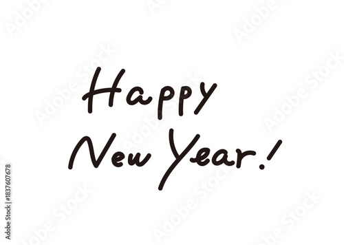 Happy New Year" handwritten New Year's card material