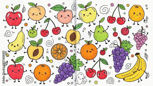 Cute Cartoon Fruits Characters Collection Fun and Playful.