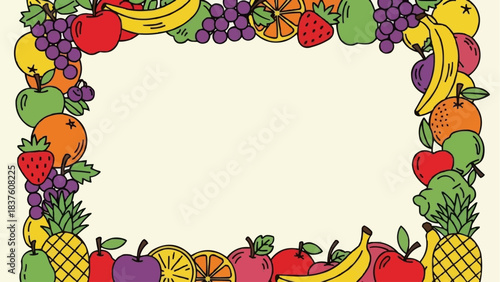 Vibrant Fruit Border Design with Assorted Fresh Produce.