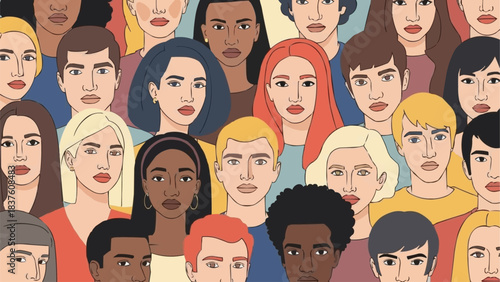 Diverse group of people standing together, representing a global community.