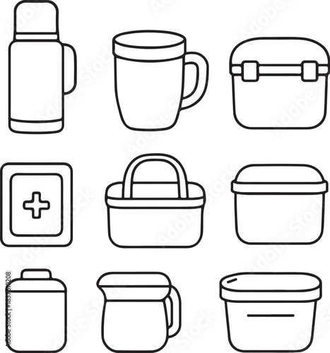 Thermal Gear Line Art Icon Set.eps