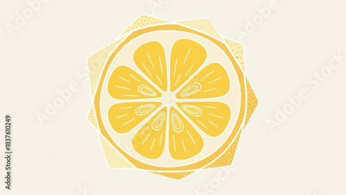A bright yellow lemon slice illustration with a soft background.