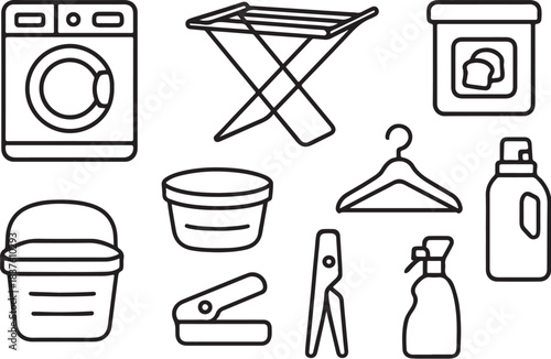 Compact Laundry Set Line Art Icon Collection.eps