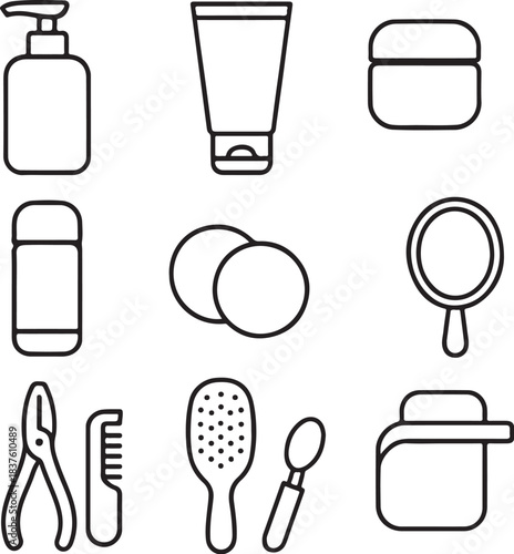 Personal Care Line Art Icon Set.eps