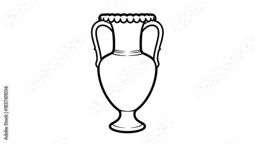 Ancient greek amphora line art isolated on white background, simple design
