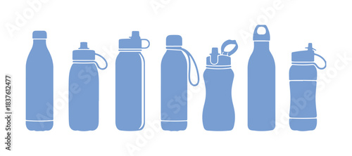 Illustrations of reusable water bottles in vector format

