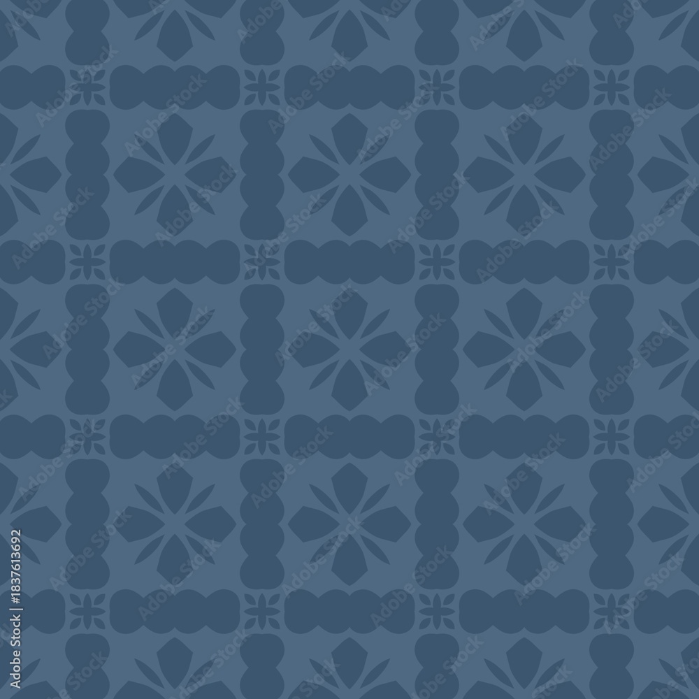 Fototapeta premium Seamless blue floral geometric pattern for textile and wallpaper design