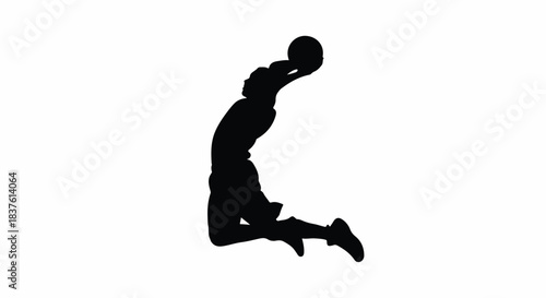 Black Silhouette of an Athlete Performing an Exercise or Stunt in a Crouching Pose on One Knee