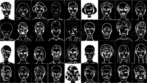 Diverse Faces - A Collection of Unique Portraits in Black and White.