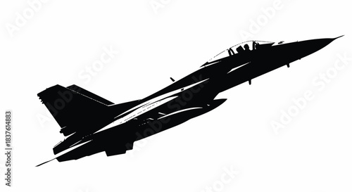 Black Silhouette of a Modern Fighter Jet Flying at High Speed