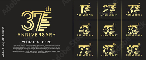 Anniversary logo type set with double line number. gold color can be use special moment