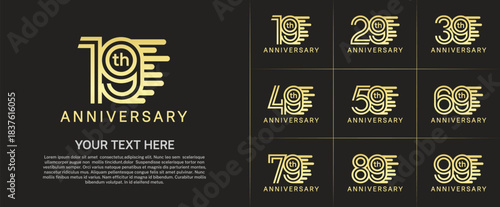 Anniversary logo type set with double line number. gold color can be use special moment