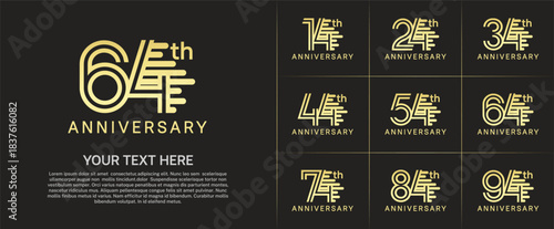 Anniversary logo type set with double line number. gold color can be use special moment