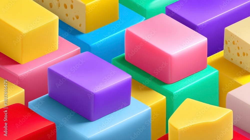 Obraz premium Colorful 3D Cubes Abstract: Modern Art, Design Elements